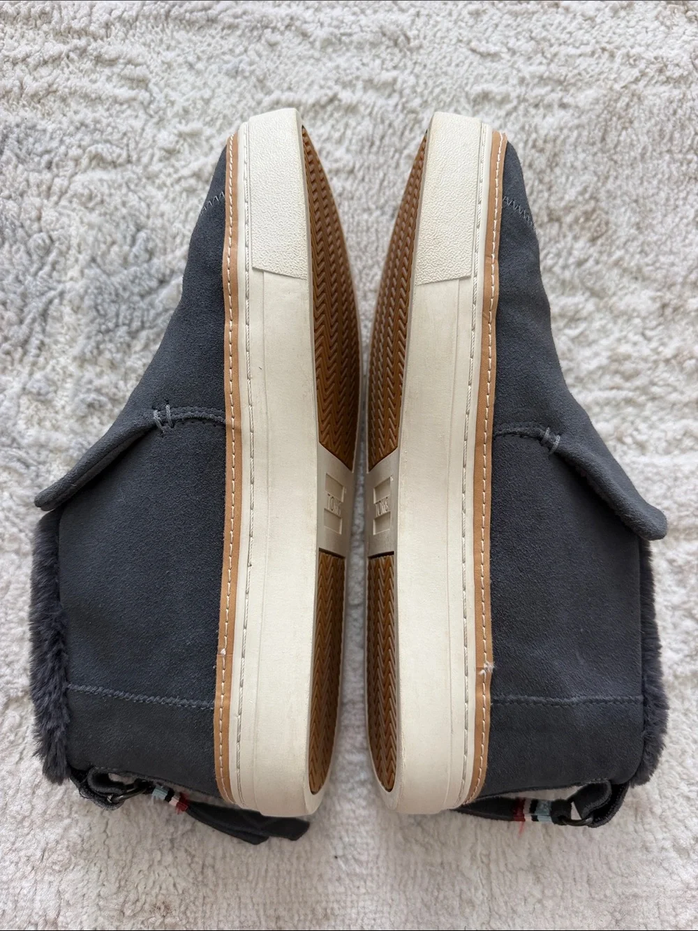 TOMS Women's Charcoal Suede Slip-On booties with Plush Collar